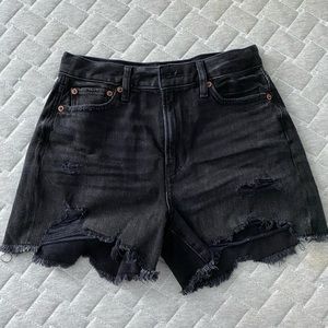 Black distressed shorts
